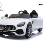Elektro Kinderfahrzeug lizenziert mit 2 Motoren Mercedes AMG GT Doppelsitzer weiss - 1